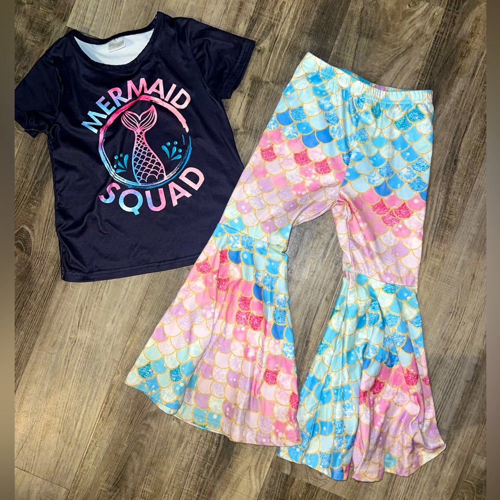 4/5T toddler mermaid flared pants with shirt boutique set